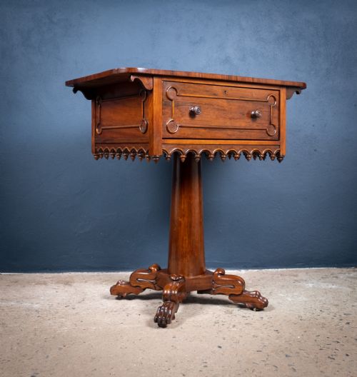 early victorian gothic revival rosewood mahogany side table - CATEGORY: ANTIQUE TABLES - DATED VICTORIAN