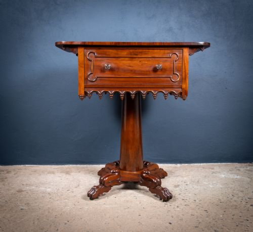 EARLY VICTORIAN GOTHIC REVIVAL ROSEWOOD MAHOGANY SIDE TABLE - ADDITIONAL PHOTO 10