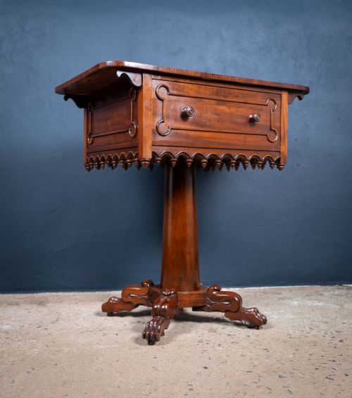EARLY VICTORIAN GOTHIC REVIVAL ROSEWOOD MAHOGANY SIDE TABLE - ADDITIONAL PHOTO 11