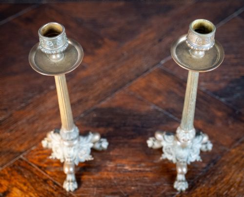BRONZE FRENCH EMPIRE LION PAW CANDLESTICKS - ADDITIONAL PHOTO 6