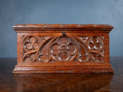 VICTORIAN GOTHIC REVIVAL OAK LETTER CORRESPONDENCE BOX C1880 - ADDITIONAL PHOTO 2