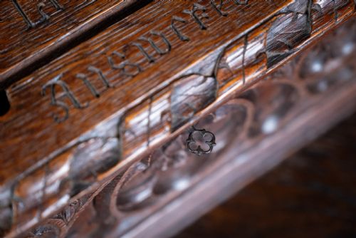 VICTORIAN GOTHIC REVIVAL OAK LETTER CORRESPONDENCE BOX C1880 - ADDITIONAL PHOTO 5