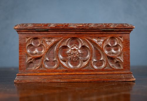 VICTORIAN GOTHIC REVIVAL OAK LETTER CORRESPONDENCE BOX C1880 - ADDITIONAL PHOTO 11