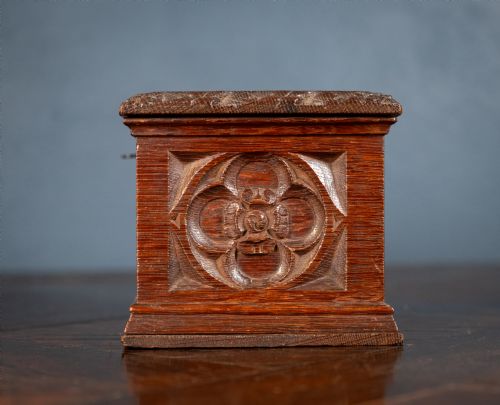 VICTORIAN GOTHIC REVIVAL OAK LETTER CORRESPONDENCE BOX C1880 - ADDITIONAL PHOTO 15