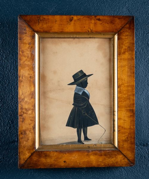 19th century bronzed silhouette of a girl with riding crop - CATEGORY: ANTIQUE ART - DATED 19TH CENTURY