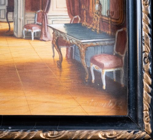 AFTER J JAUNBERSIN FL1900 'THE BIRTH ROOM OF EMPEROR FRANZ JOSEPH AT SCHNBRUNN PALACE VIENNA' PEN WATERCOLOUR - ADDITIONAL PHOTO 6