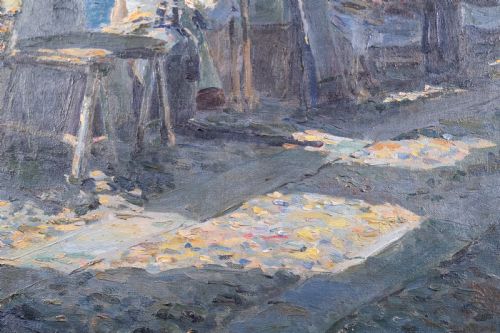 A SUNLIT COASTAL COLONNADE FRENCH SCHOOL OIL ON CANVAS - ADDITIONAL PHOTO 4