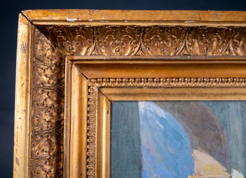 A SUNLIT COASTAL COLONNADE FRENCH SCHOOL OIL ON CANVAS - ADDITIONAL PHOTO 5