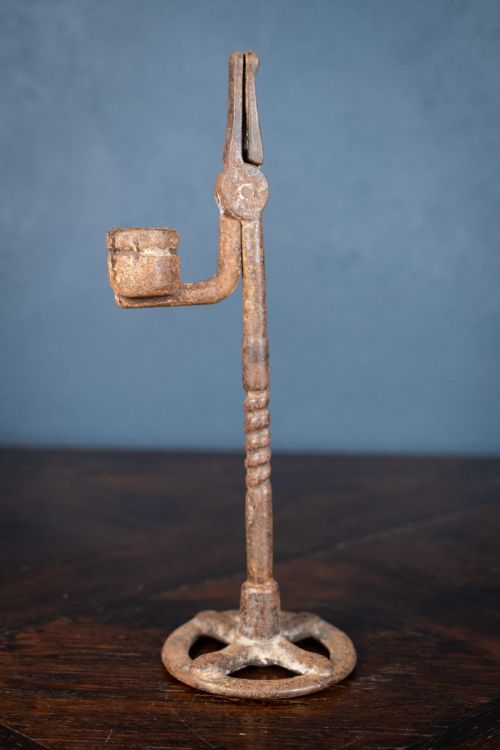 19TH CENTURY WROUGHT IRON RUSH LIGHT HOLDER - ADDITIONAL PHOTO 6