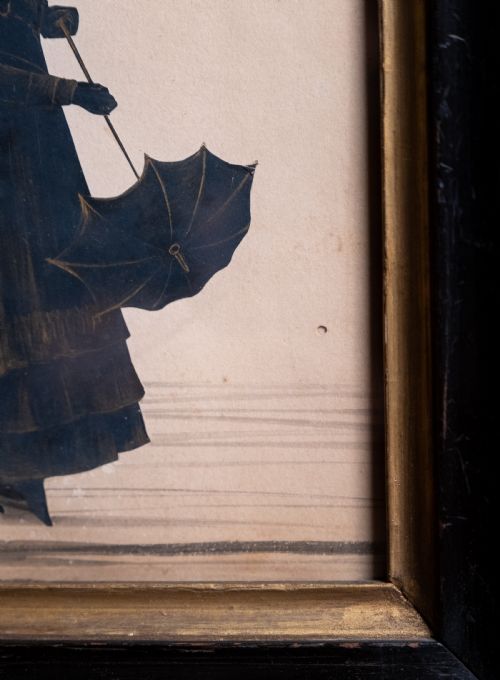FINE 19TH CENTURY BRONZED SILHOUETTE OF A GIRL WITH PARASOL - ADDITIONAL PHOTO 4