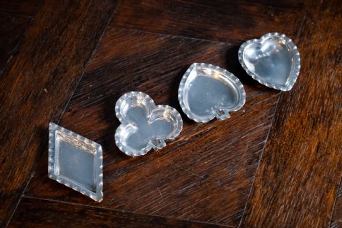four silver playing card suit dishes by a j zimmerman 1898 - CATEGORY: ANTIQUE SILVER - DATED 19TH CENTURY