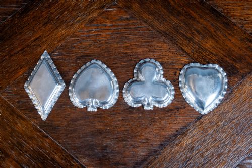 FOUR SILVER PLAYING CARD SUIT DISHES BY A J ZIMMERMAN 1898 - ADDITIONAL PHOTO 4