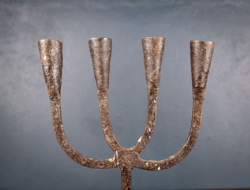 PAIR OF SCANDINAVIAN WROUGHT IRON CANDLE HOLDERS C1800 - ADDITIONAL PHOTO 5