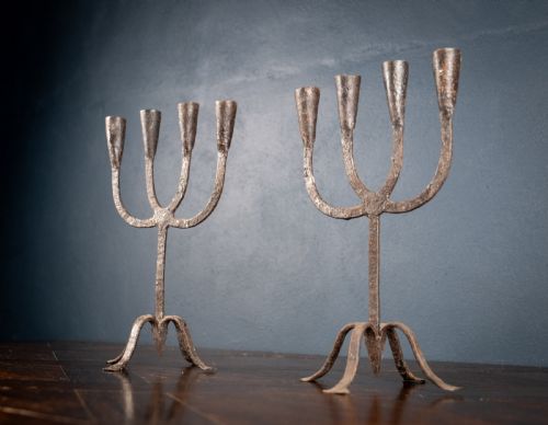 PAIR OF SCANDINAVIAN WROUGHT IRON CANDLE HOLDERS C1800 - ADDITIONAL PHOTO 9