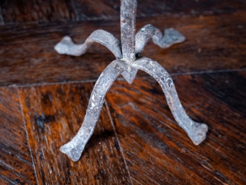 PAIR OF SCANDINAVIAN WROUGHT IRON CANDLE HOLDERS C1800 - ADDITIONAL PHOTO 11
