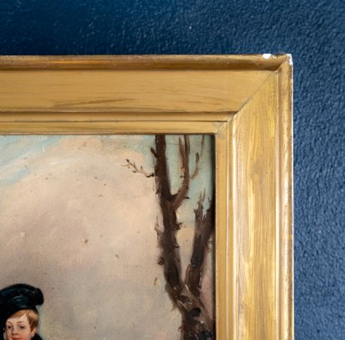 19TH CENTURY OIL ON PANEL BOY WITH HORSE NAIVE SCHOOL - ADDITIONAL PHOTO 7