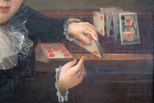 19TH CENTURY PORTRAIT 'BOY BUILDING HOUSE OF CARDS' ENGLISH SCHOOL - ADDITIONAL PHOTO 3