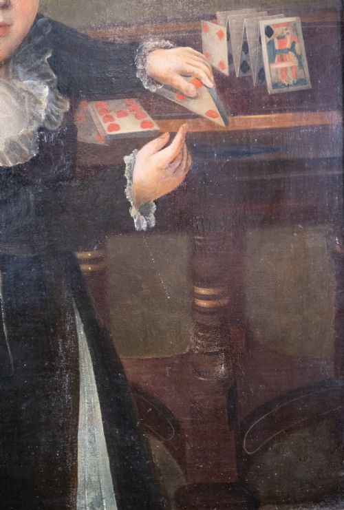 19TH CENTURY PORTRAIT 'BOY BUILDING HOUSE OF CARDS' ENGLISH SCHOOL - ADDITIONAL PHOTO 4