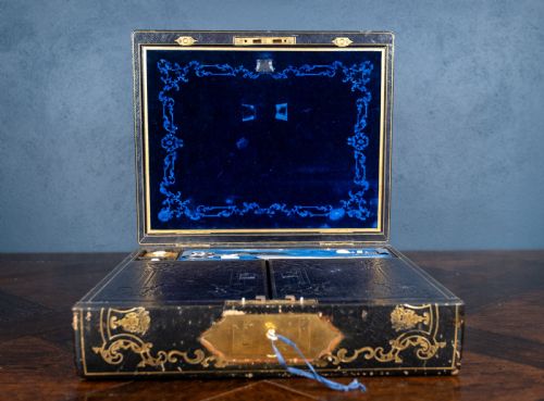 FINE GILT TOOLED LEATHER ORMOLU WRITING BOX BY FITZMAURICE WEST LONDON - ADDITIONAL PHOTO 5