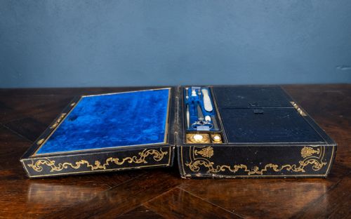 FINE GILT TOOLED LEATHER ORMOLU WRITING BOX BY FITZMAURICE WEST LONDON - ADDITIONAL PHOTO 11