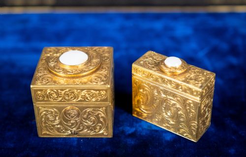 FINE GILT TOOLED LEATHER ORMOLU WRITING BOX BY FITZMAURICE WEST LONDON - ADDITIONAL PHOTO 14