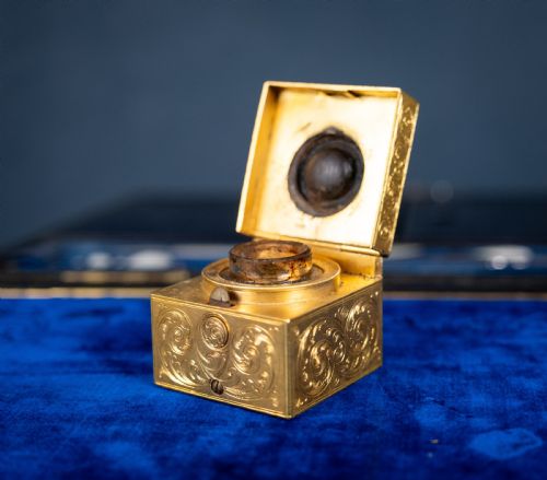 FINE GILT TOOLED LEATHER ORMOLU WRITING BOX BY FITZMAURICE WEST LONDON - ADDITIONAL PHOTO 15