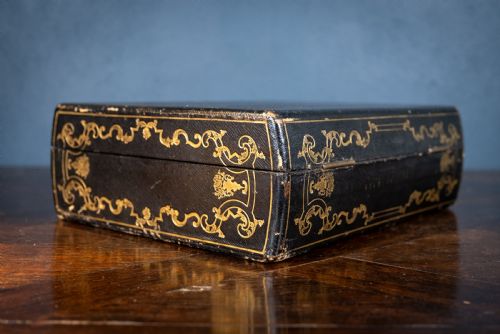 FINE GILT TOOLED LEATHER ORMOLU WRITING BOX BY FITZMAURICE WEST LONDON - ADDITIONAL PHOTO 19