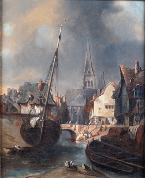 CIRCLE OF LUDWIG HERMANN GERMAN 18121881 A CITY HARBOUR OIL ON CANVAS - ADDITIONAL PHOTO 1