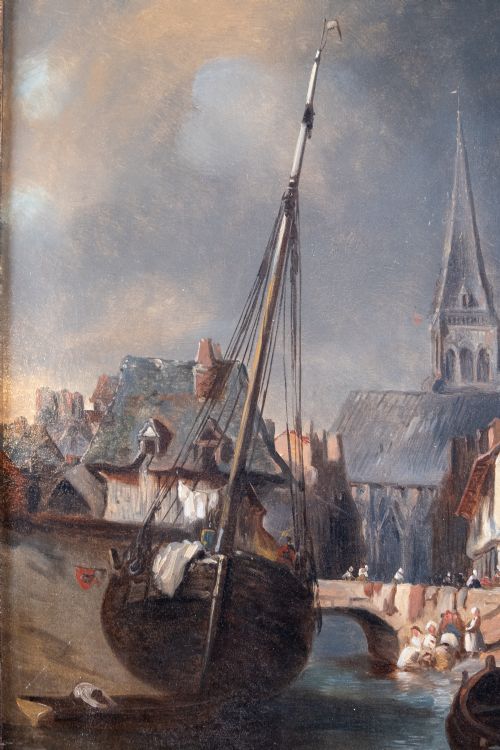 CIRCLE OF LUDWIG HERMANN GERMAN 18121881 A CITY HARBOUR OIL ON CANVAS - ADDITIONAL PHOTO 3