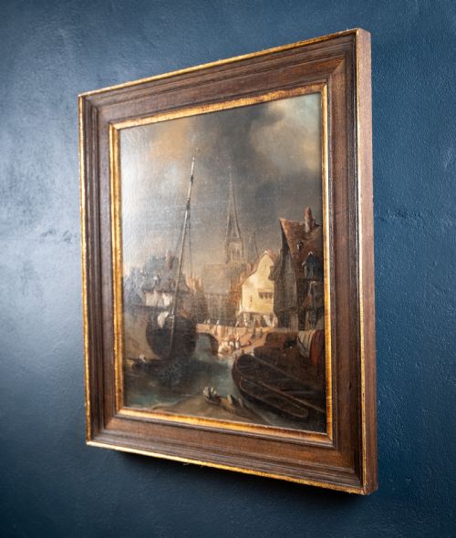 CIRCLE OF LUDWIG HERMANN GERMAN 18121881 A CITY HARBOUR OIL ON CANVAS - ADDITIONAL PHOTO 7