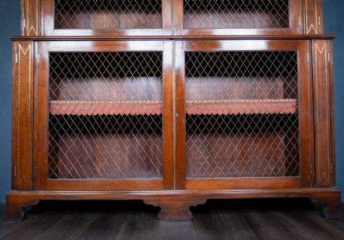 LARGE REGENCY BRASS INLAID MAHOGANY BOOKCASE - ADDITIONAL PHOTO 3