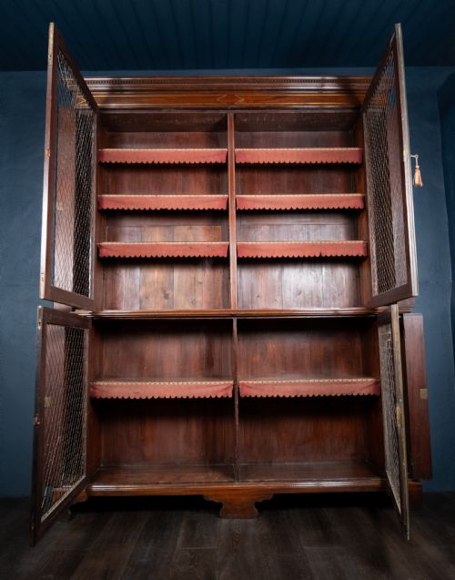 LARGE REGENCY BRASS INLAID MAHOGANY BOOKCASE - ADDITIONAL PHOTO 6