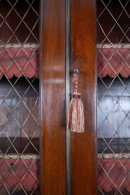 LARGE REGENCY BRASS INLAID MAHOGANY BOOKCASE - ADDITIONAL PHOTO 9