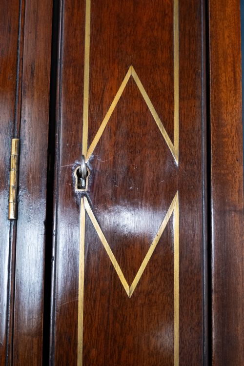 LARGE REGENCY BRASS INLAID MAHOGANY BOOKCASE - ADDITIONAL PHOTO 12