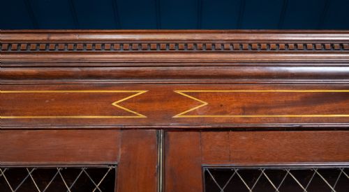 LARGE REGENCY BRASS INLAID MAHOGANY BOOKCASE - ADDITIONAL PHOTO 14