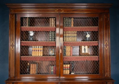 LARGE REGENCY BRASS INLAID MAHOGANY BOOKCASE - ADDITIONAL PHOTO 16