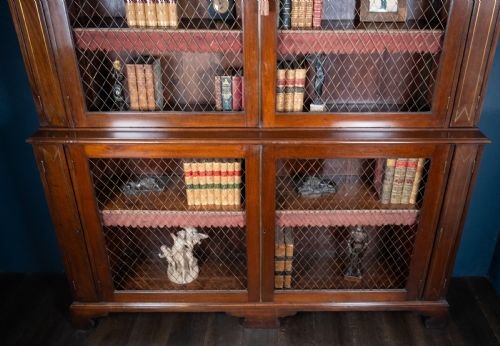 LARGE REGENCY BRASS INLAID MAHOGANY BOOKCASE - ADDITIONAL PHOTO 18