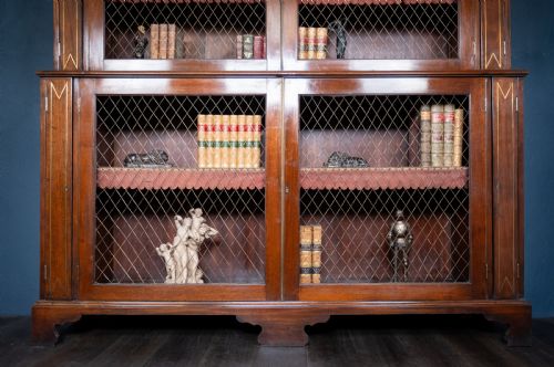 LARGE REGENCY BRASS INLAID MAHOGANY BOOKCASE - ADDITIONAL PHOTO 19
