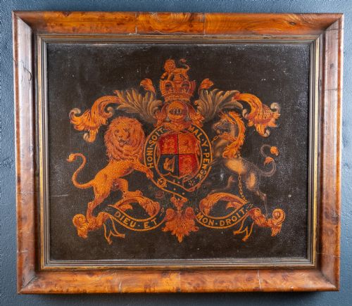 painted royal coat of arms coach panel - CATEGORY: ANTIQUE MISCELLANEOUS - DATED VICTORIAN