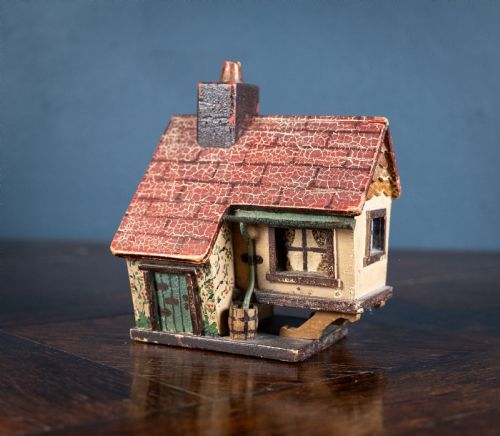 FOLK ART PAINTED WOODEN COTTAGE MONEY BOX - ADDITIONAL PHOTO 1