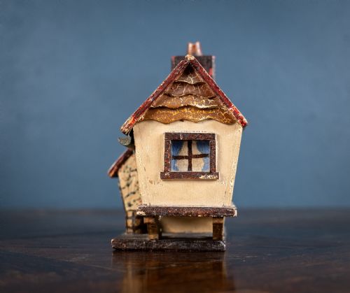 FOLK ART PAINTED WOODEN COTTAGE MONEY BOX - ADDITIONAL PHOTO 3