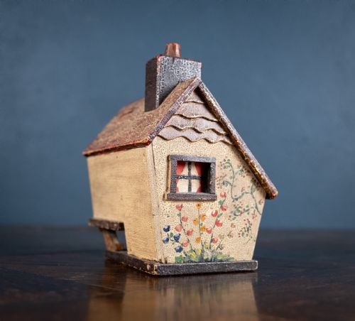 FOLK ART PAINTED WOODEN COTTAGE MONEY BOX - ADDITIONAL PHOTO 6