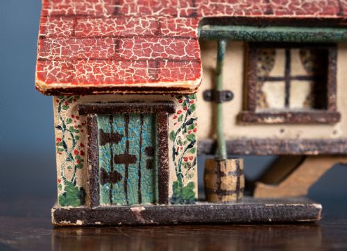 FOLK ART PAINTED WOODEN COTTAGE MONEY BOX - ADDITIONAL PHOTO 9
