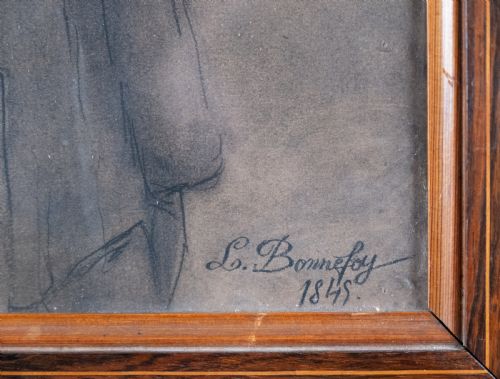 THREEQUARTER LENGTH PORTRAIT SIGNED 'L BONNEFOY' DATED 1849 PASTEL - ADDITIONAL PHOTO 5