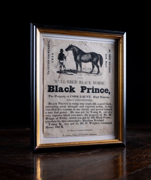'black prince' horse advertisement dated 1839 lincolnshire - CATEGORY: ANTIQUE MISCELLANEOUS - DATED 19TH CENTURY