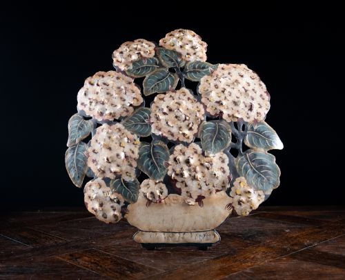 early 20th century hydrangea toleware dummy board - CATEGORY: ANTIQUE MISCELLANEOUS - DATED 1920