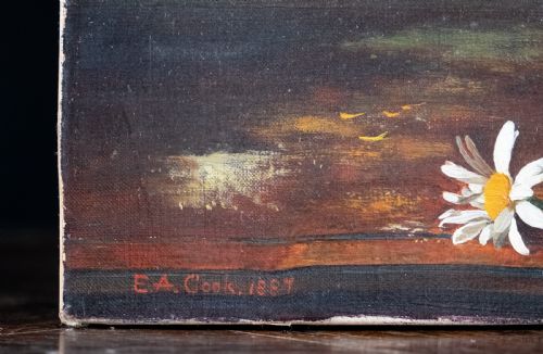 EA COOK FL1887 STILL LIFE OF FLOWERS OIL ON CANVAS - ADDITIONAL PHOTO 4