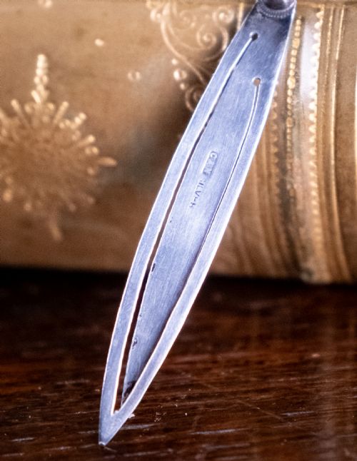 SILVER AMETHYST PASTE STONE THISTLE BOOKMARK BY CRISFORD NORRIS C1910 - ADDITIONAL PHOTO 2