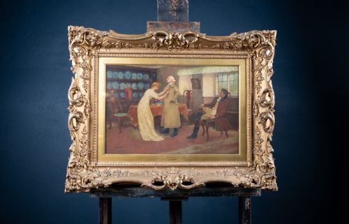 JOHN ARTHUR LOMAX 18571923 'HIS ONLY RIVAL' OIL ON BOARD - ADDITIONAL PHOTO 2