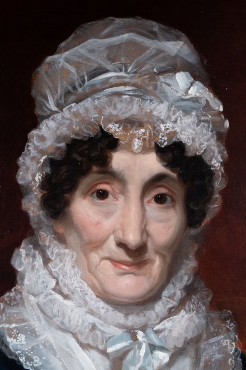 LARGE PORTRAIT OF A LADY IN BLUE DRESS C1840 - ADDITIONAL PHOTO 1